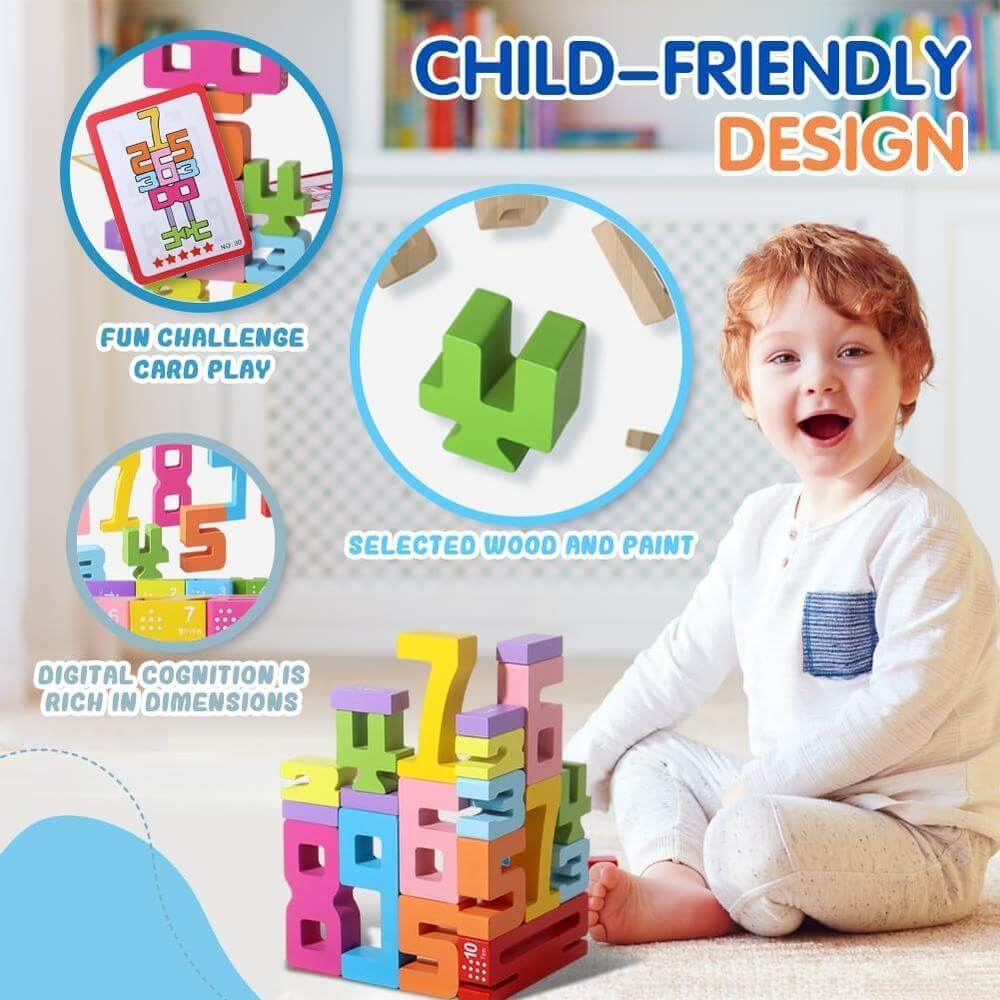 BrightBlocks – Montessori wooden number stacking toy