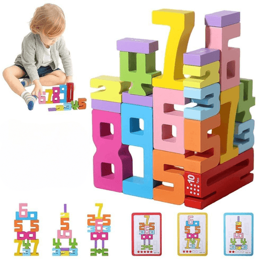BrightBlocks – Montessori wooden number stacking toy