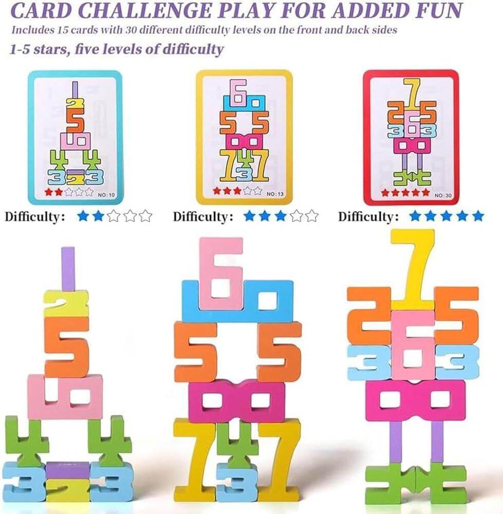 BrightBlocks – Montessori wooden number stacking toy