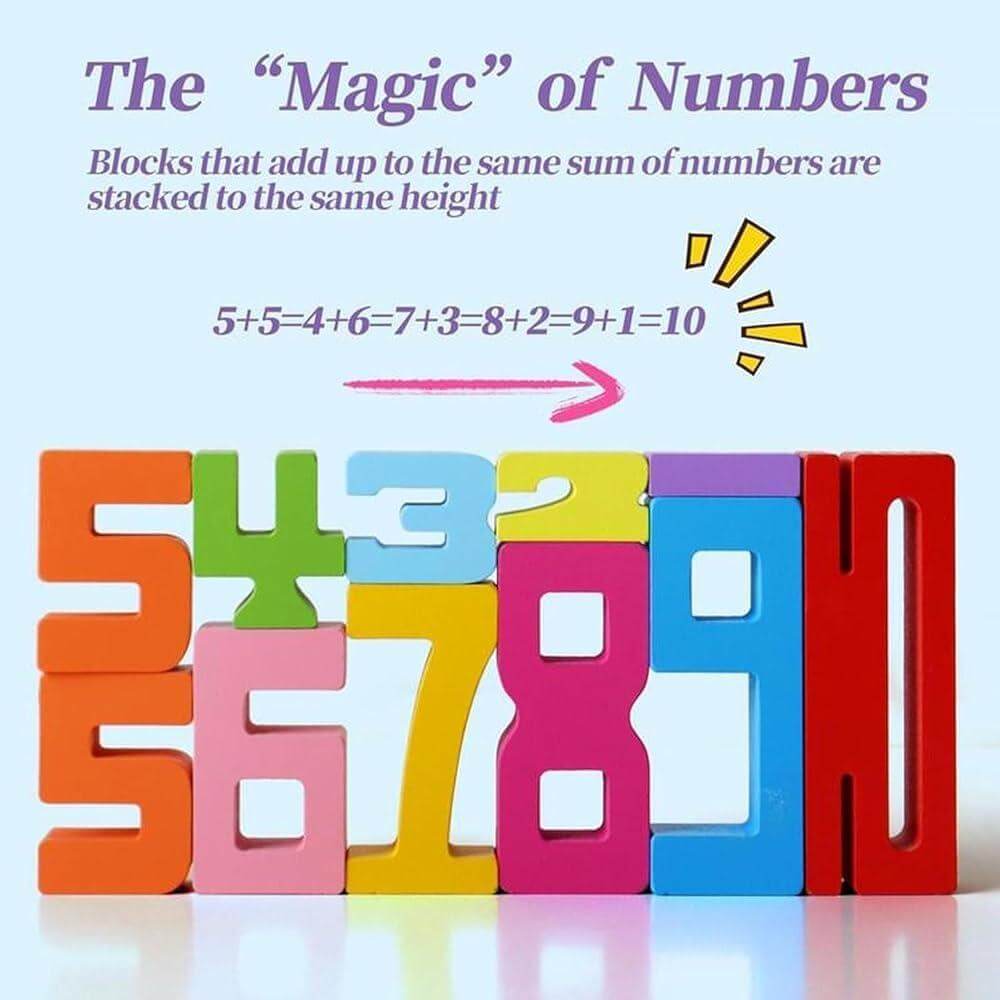 BrightBlocks – Montessori wooden number stacking toy