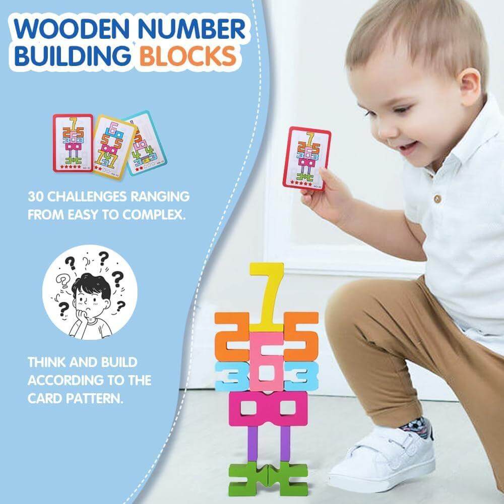 BrightBlocks – Montessori wooden number stacking toy